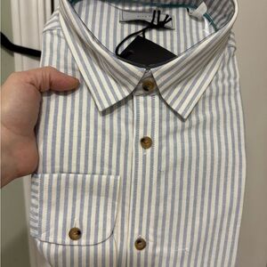 Blue and White Striped Men's Shirt
